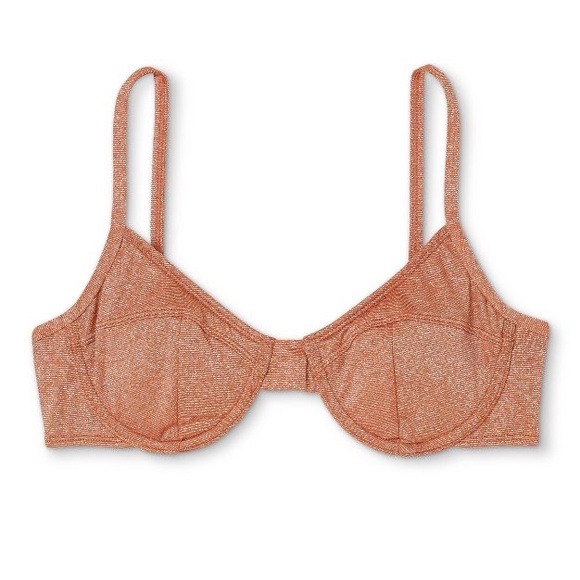 New Xhilaration Copper Metallic Texture Underwire + Cheeky Bikini Set - Picture 5 of 11